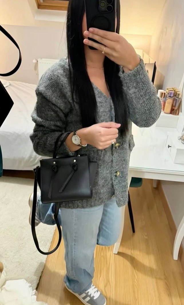 Zara Siyah Minimalist Deri Kadın Çanta — görsel 5/6