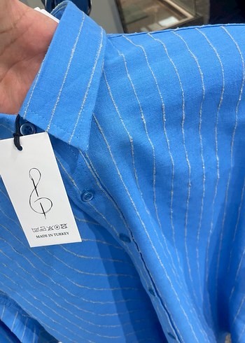 Mavi Çizgili Düğmeli Erkek Gömlek - Görsel 3