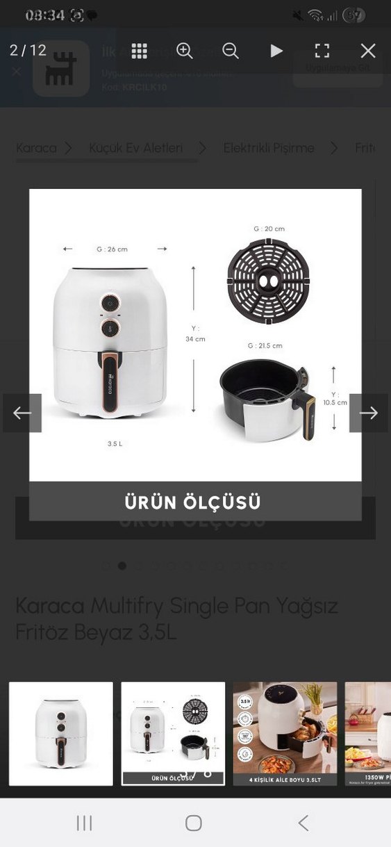 Beyaz Elektrikli Fritöz ve Izgara - Görsel 2