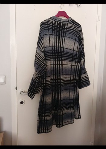 Gri Uzun Örme Salaş Kadın Hırka - Görsel 4