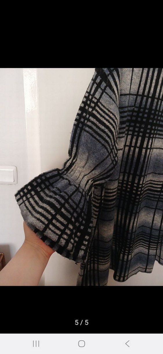 Gri Uzun Örme Salaş Kadın Hırka - Görsel 5