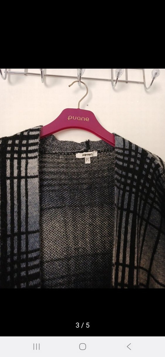 Gri Uzun Örme Salaş Kadın Hırka - Görsel 3