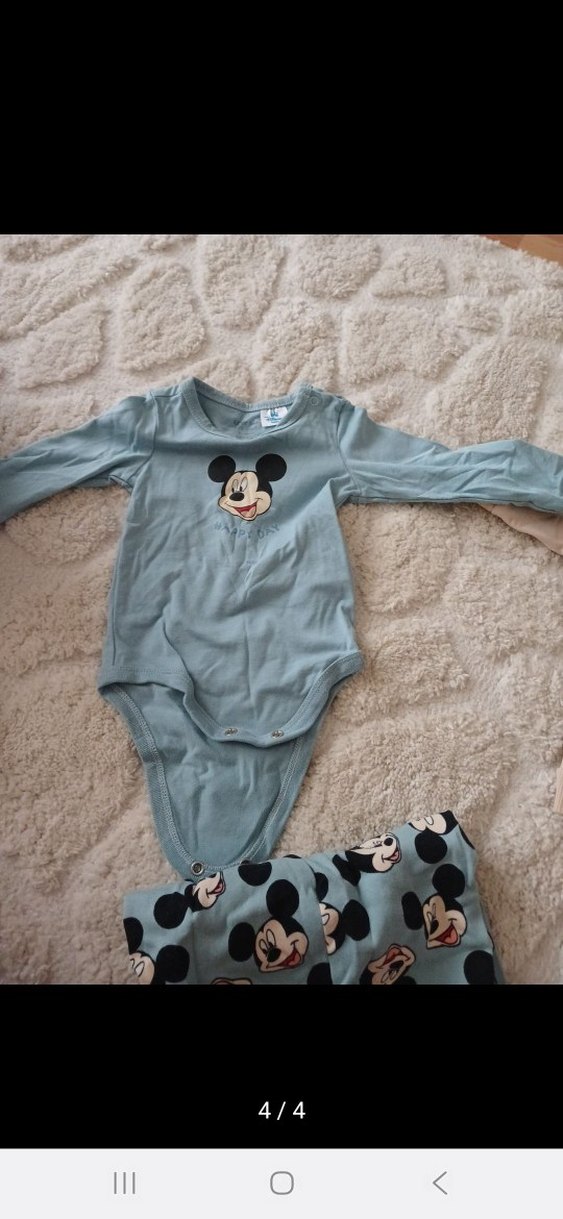 Mavi Mickey Baskılı Bebek Takımı Kapüşonlu - Görsel 3