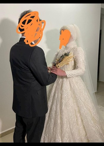 Uzun Kollu Beyaz Prenses Gelinlik - Görsel 3