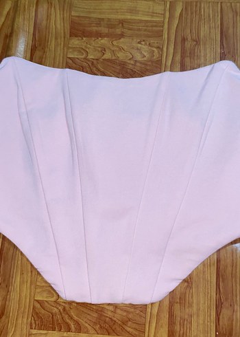 Pastel Bej Straplez Pilili Midi Büstiyer - Görsel 2