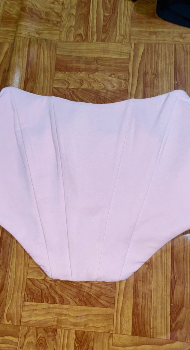 Pastel Bej Straplez Pilili Midi Büstiyer - Görsel 2