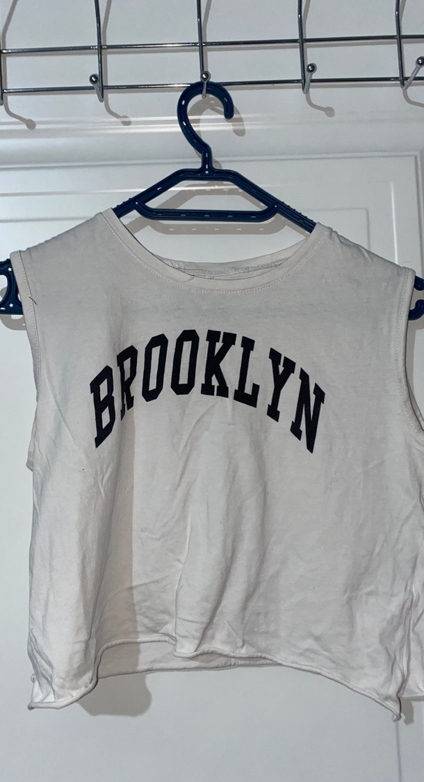 Beyaz Kolsuz Brooklyn Baskılı Tişört - Görsel 2