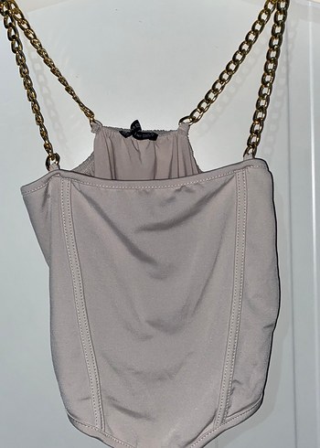 Zincir Detaylı Bej Strappy Büstiyer - Görsel 2