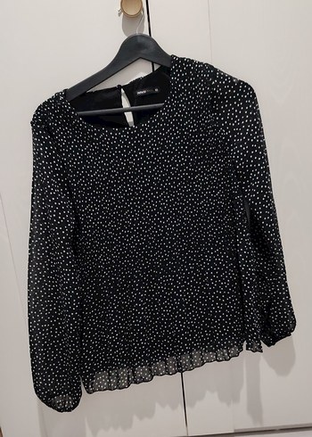 Kadın Siyah Puantiyeli Uzun Kollu Bluz - Görsel 2