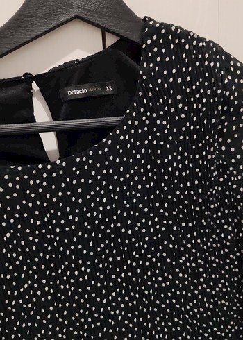 Kadın Siyah Puantiyeli Uzun Kollu Bluz - Görsel 4