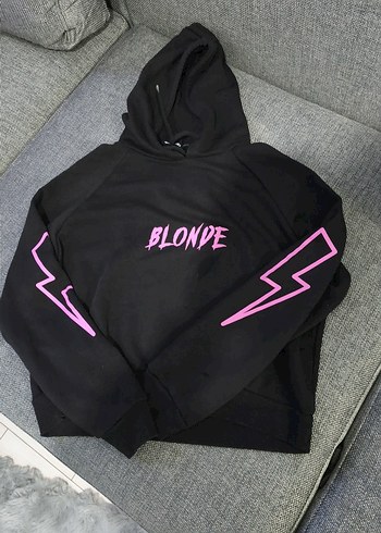 Siyah Kapüşonlu Rock Punk Sweatshirt.dar kalıp ve yepyeni - Görsel 2