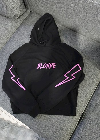 Siyah Kapüşonlu Rock Punk Sweatshirt.dar kalıp ve yepyeni - Görsel 3