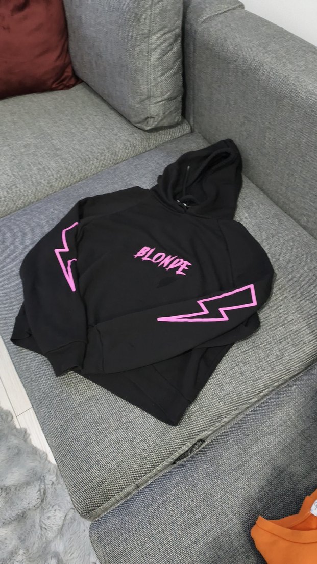 Siyah Kapüşonlu Rock Punk Sweatshirt.dar kalıp ve yepyeni - Görsel 4