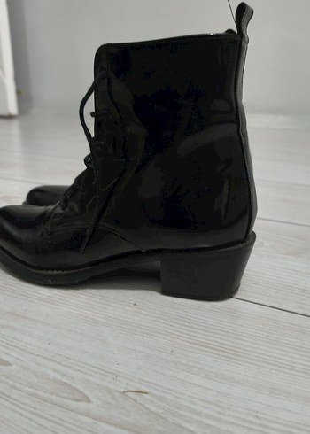 Deri Siyah Goth Topuklu Kadın Bot - Görsel 5