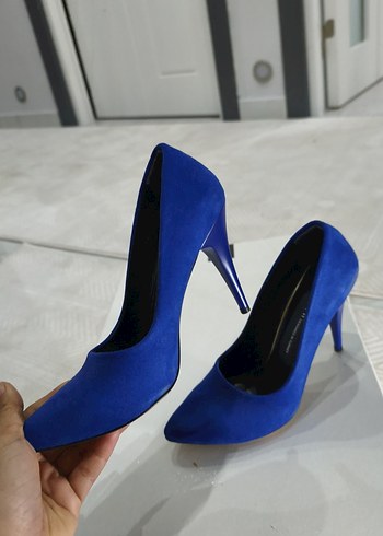 Mavi Süet Stiletto Topuklu Kadın Ayakkabı hiç kullanılmadı sifir - Görsel 3
