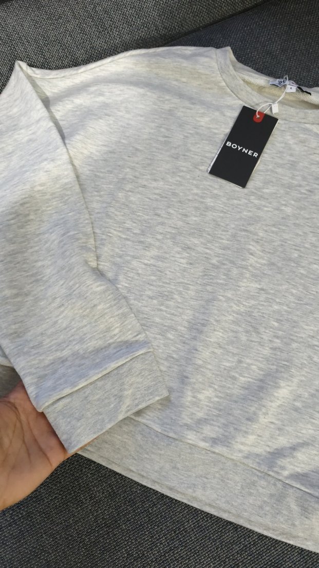 Gri Pamuklu Kadın Sweatshirt - Görsel 3