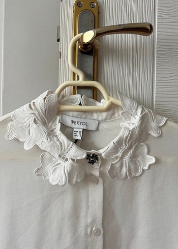 İpekyol Nakış Yakalı Beyaz Kadın Gömlek - Görsel 4