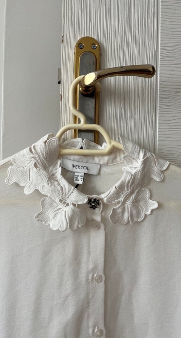İpekyol Nakış Yakalı Beyaz  Kadın Gömlek - Görsel 4