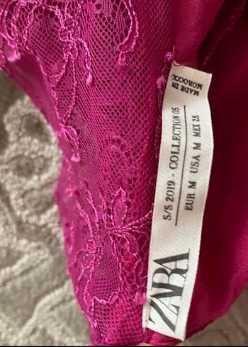 ZARA Fuşya Dantel Elbise-Beden M - Görsel 3