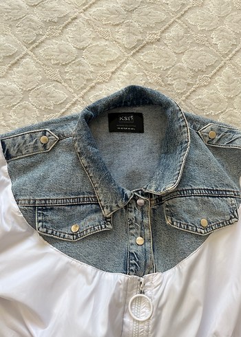 Kadın Beyaz Denim Detaylı Ceket - Görsel 2