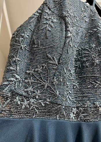 Lacivert Drapeli Üst Abiye Elbise-Beden:40 - Görsel 3