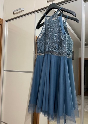 Lacivert Drapeli Üst Abiye Elbise-Beden:40 - Görsel 2