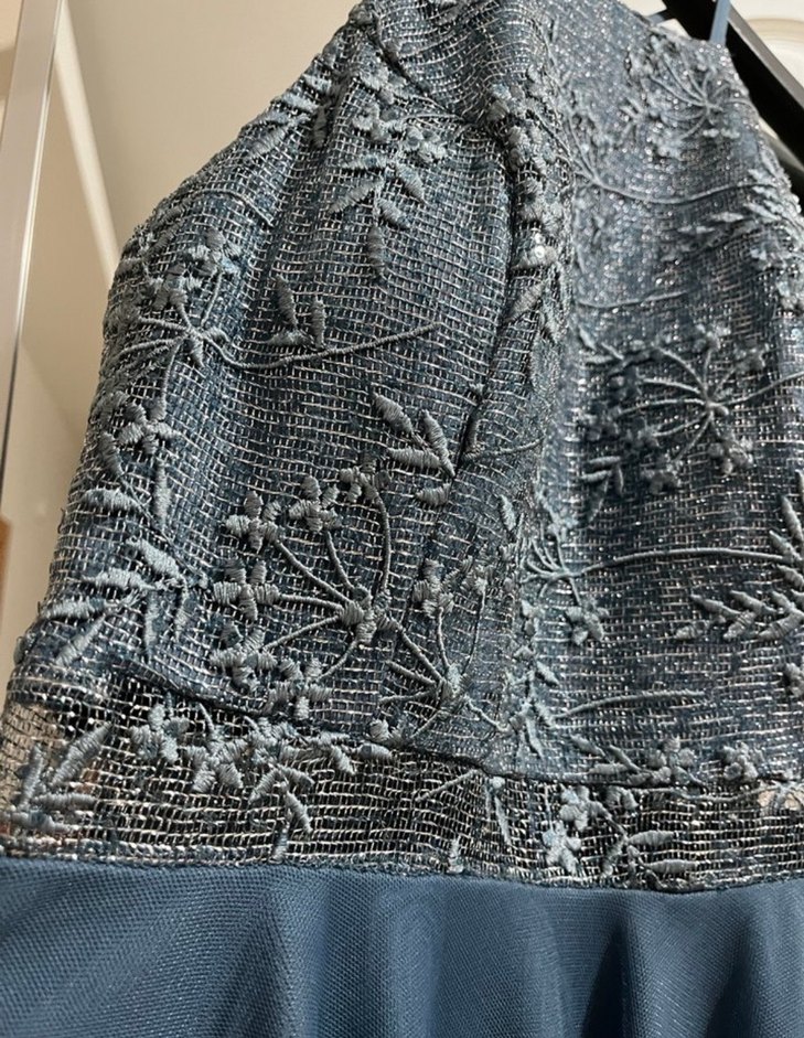 Lacivert Drapeli Üst Abiye Elbise-Beden:40 - Görsel 3