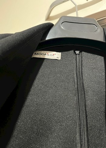 Modailgi Püsküllü Siyah Uzun Kadın  Ceket - Görsel 4