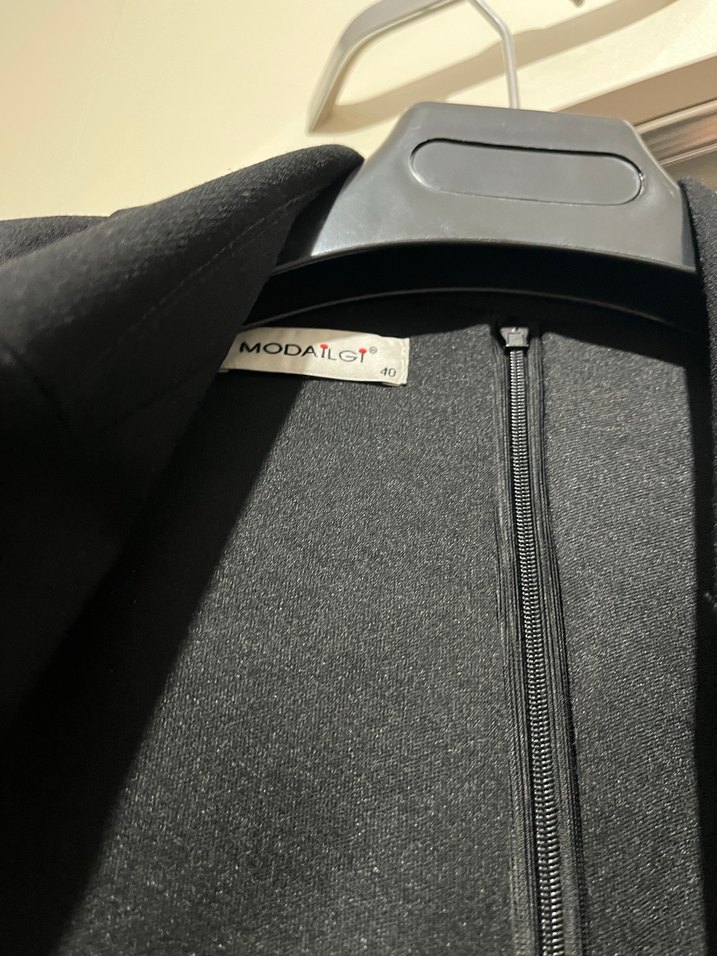 Modailgi Püsküllü Siyah Uzun Kadın  Ceket - Görsel 4