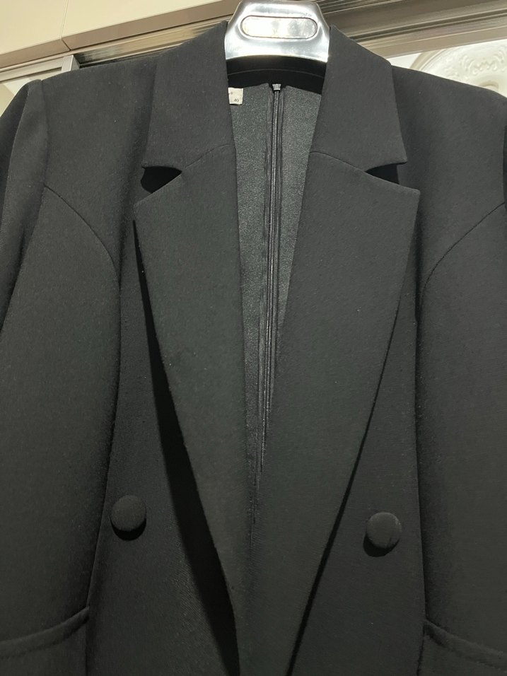 Modailgi Püsküllü Siyah Uzun Kadın  Ceket - Görsel 2