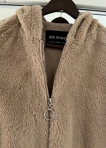 Kahverengi Peluş Kapüşonlu Kadın Ceket - Görsel 3