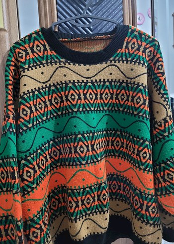 renkli bol kesim kazak standart beden - Görsel 2