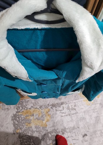 Düğmeli Mavi Midi Kadın Kaban - Görsel 4