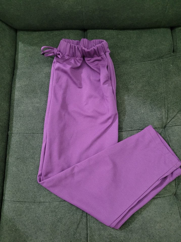 Mor renkli salaş kumaş bayan pantolan - Görsel 3