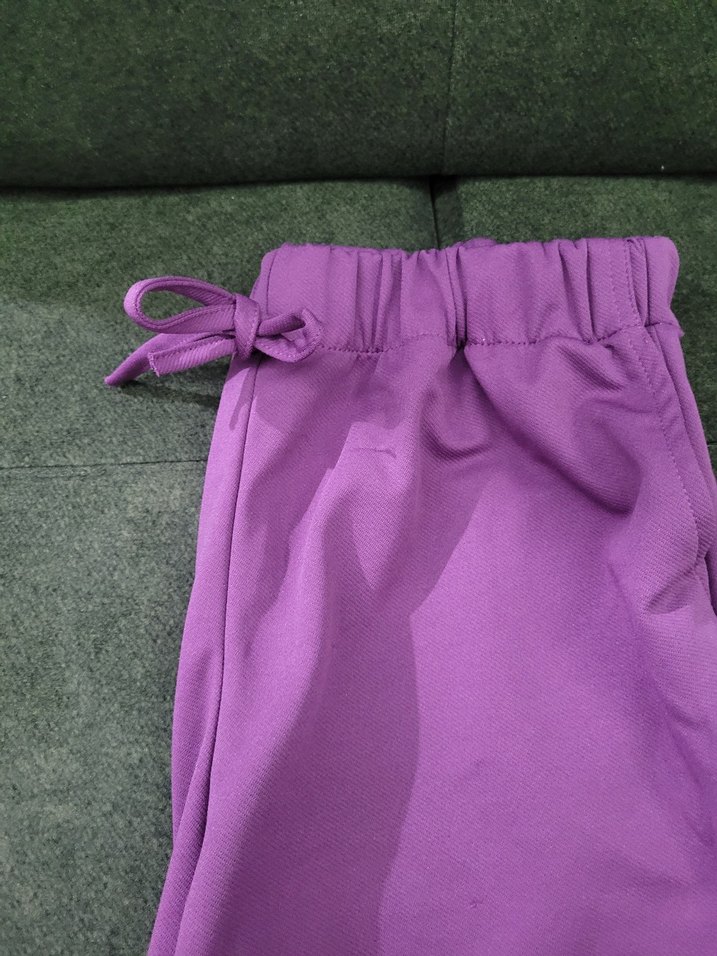 Mor renkli salaş kumaş bayan pantolan - Görsel 4
