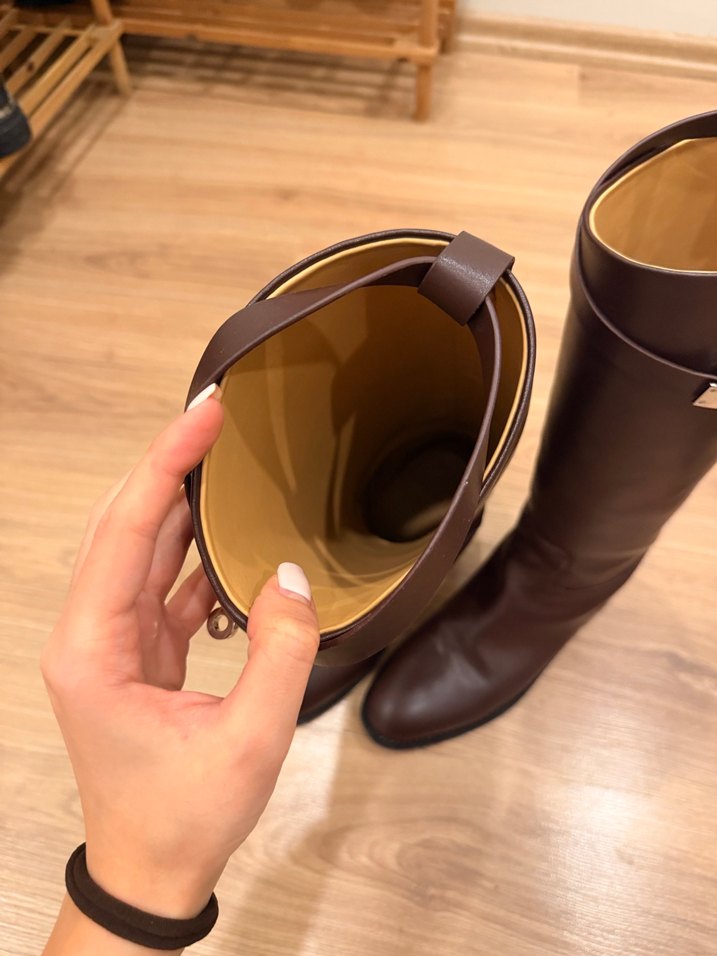 Kahverengi Deri Tokalı Dizüstü Çizme - Görsel 5