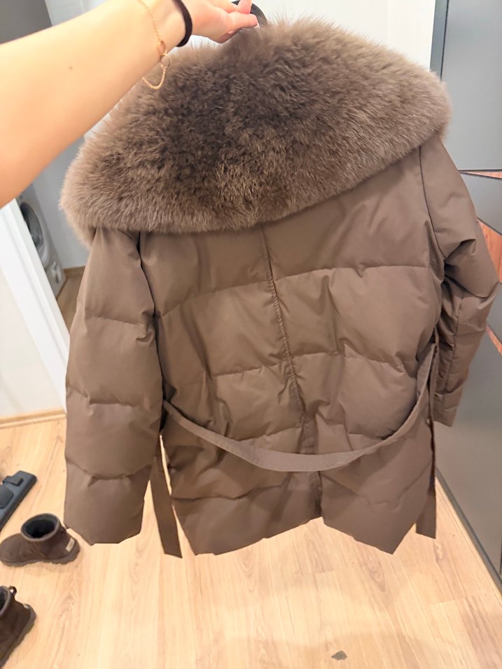 Kahverengi Kadın Kürklü Kış Montu - Görsel 4