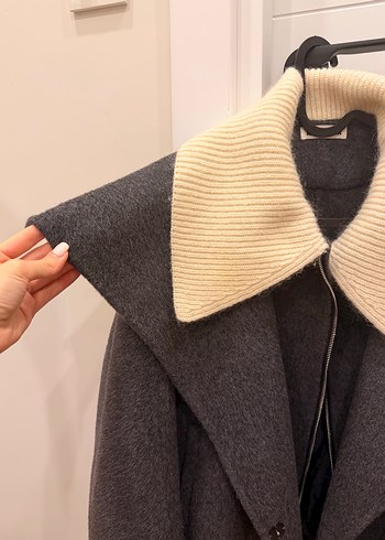 Gri Yün Kabanı, Düğmeli, Midi Boy - Görsel 2