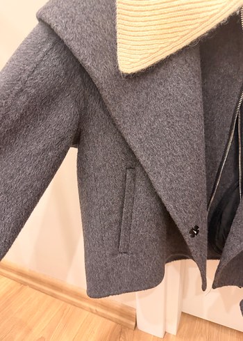 Gri Yün Kabanı, Düğmeli, Midi Boy - Görsel 5