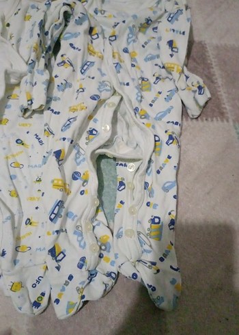 Bebek Erkek Beyaz Desenli Uzun Kollu Tulum - Görsel 2