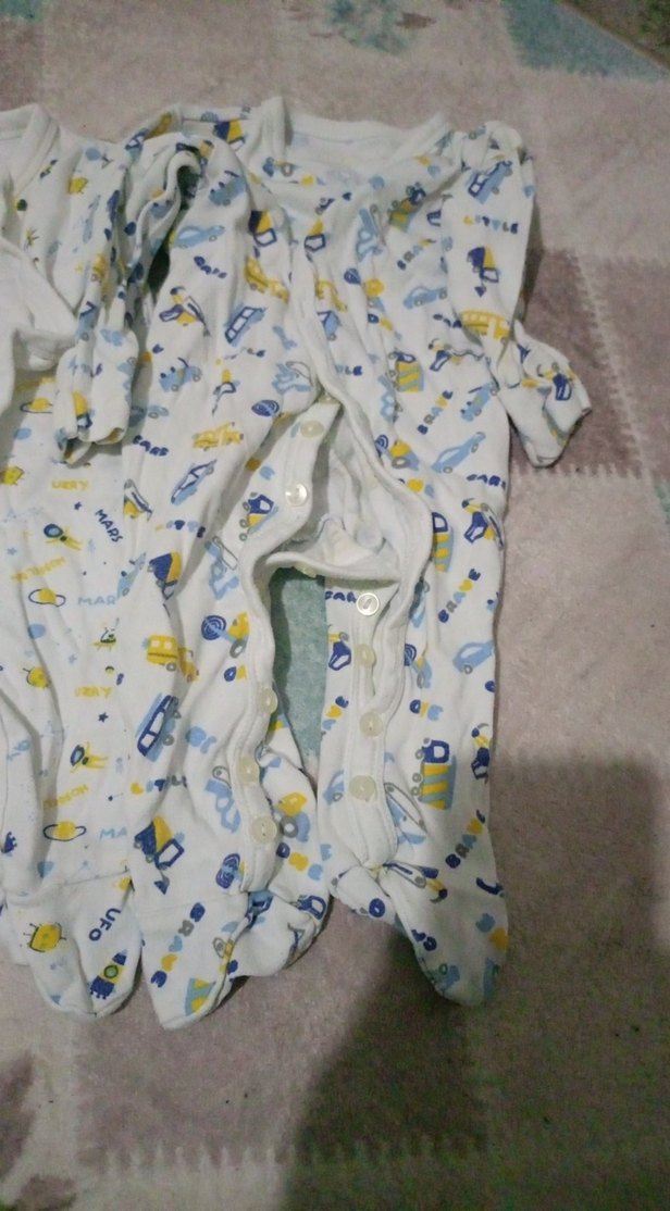 Bebek Erkek Beyaz Desenli Uzun Kollu Tulum - Görsel 2