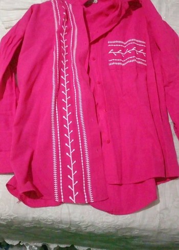 Bordo Düğmeli Uzun Kollu Kadın Gömlek - Görsel 3