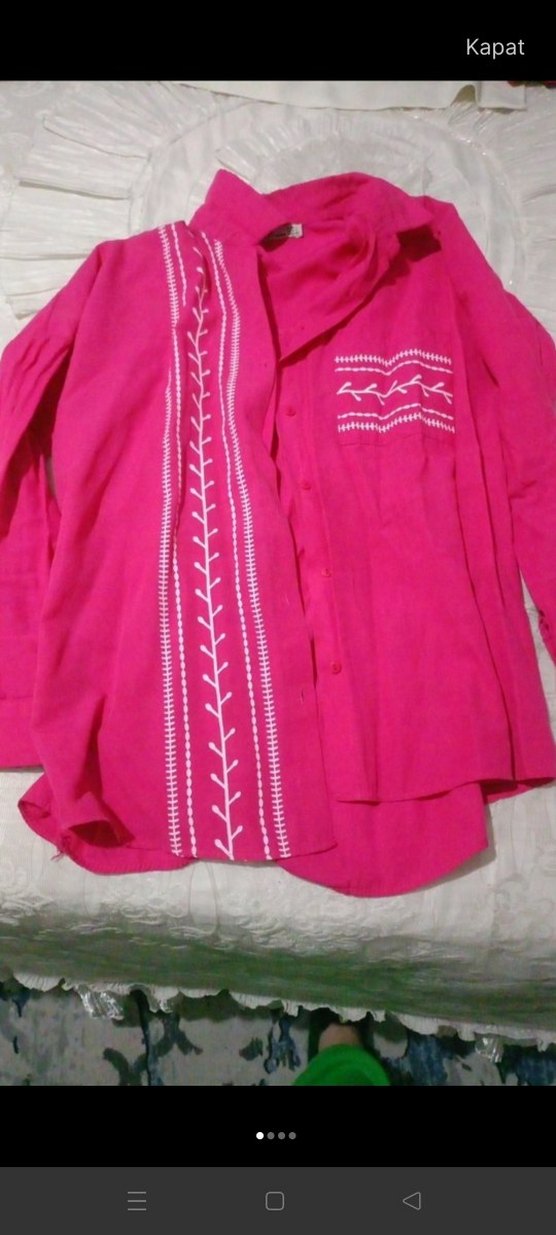 Bordo Düğmeli Uzun Kollu Kadın Gömlek - Görsel 3