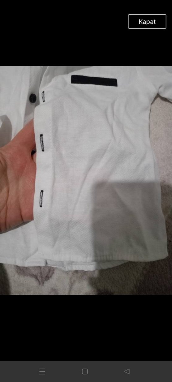 Erkek Çocuk Beyaz Pamuklu Uzun Kollu Gömlek - Görsel 2