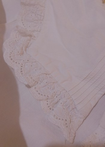 Kız Çocuk Beyaz Keten Fırfırlı Gömlek - Görsel 3