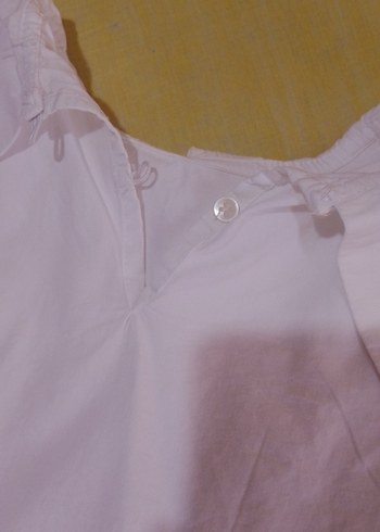 Kız Çocuk Beyaz Keten Fırfırlı Gömlek - Görsel 4