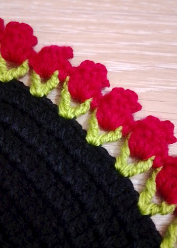 Örgü supla kenarı gül - Görsel 2