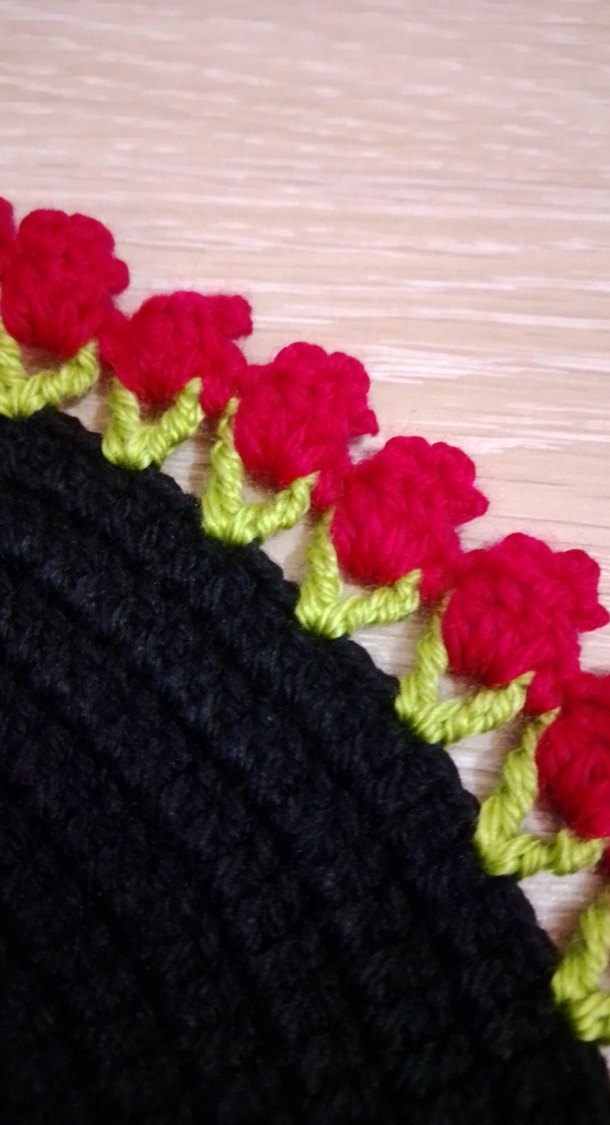 Örgü supla kenarı gül - Görsel 2