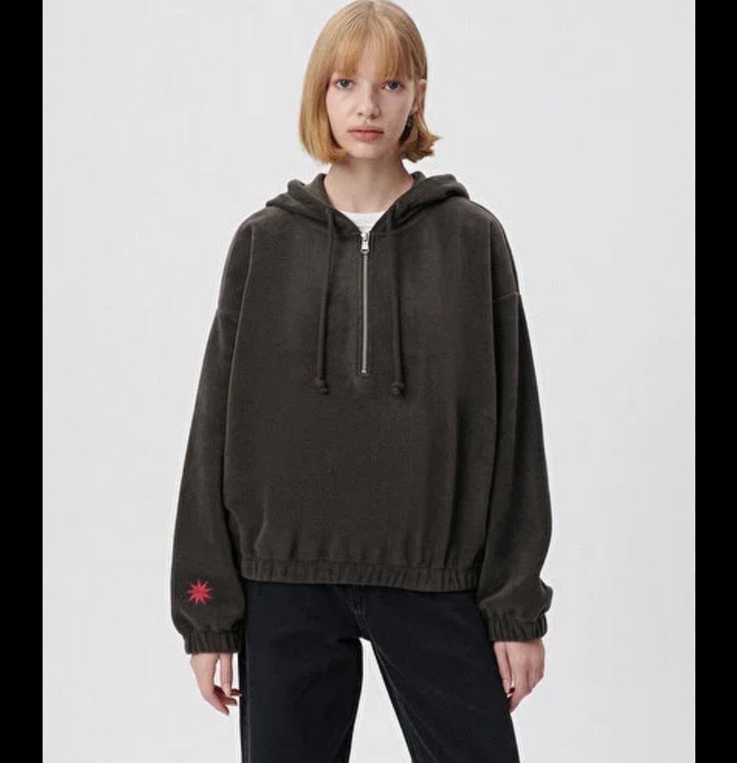 Nakış Detaylı Fermuarlı polarli Kadın Sweatshirt - Görsel 2