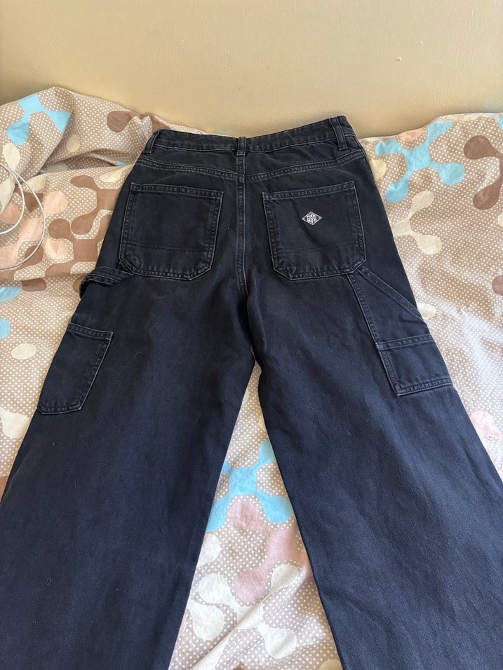 Siyah Salaş Kesim Kadın Kot Pantolon - Görsel 2